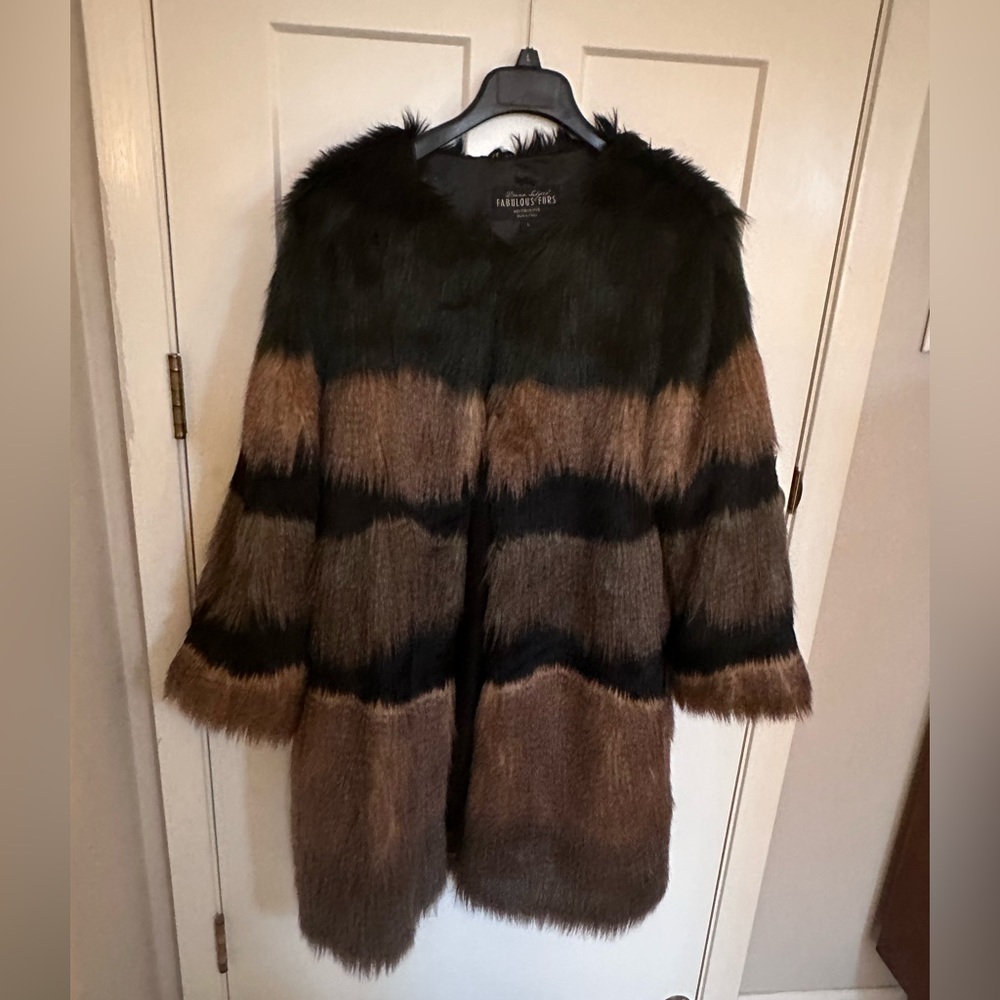 Donna Salyers Fabulous Furs Faux Fur Long Coat- L